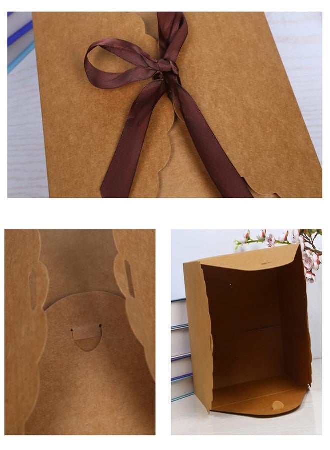 WEI LONG 15pcs Small Gift Boxes Recycled Paper Favor Boxes with Ribbons,4.7x4.7x3.5 Inches Decorative Gift Boxes with Lids for Birthday,Wedding,Party,Chocolate(L,Brown) - Image 3